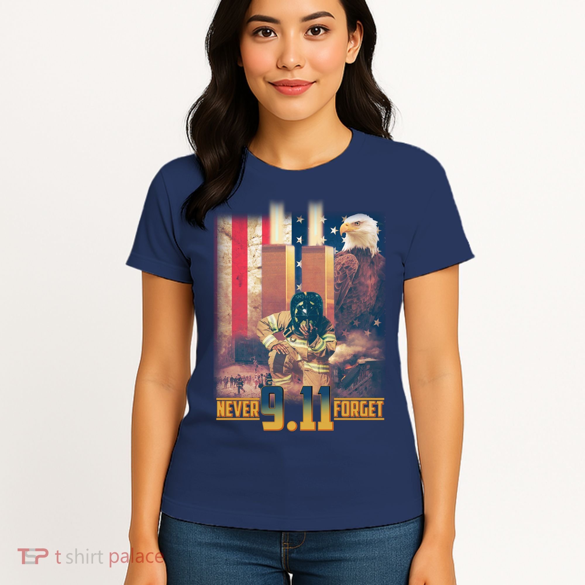 Never Forget 9 11 September 11 Memorial New York City Firefighter Women's T-Shirt