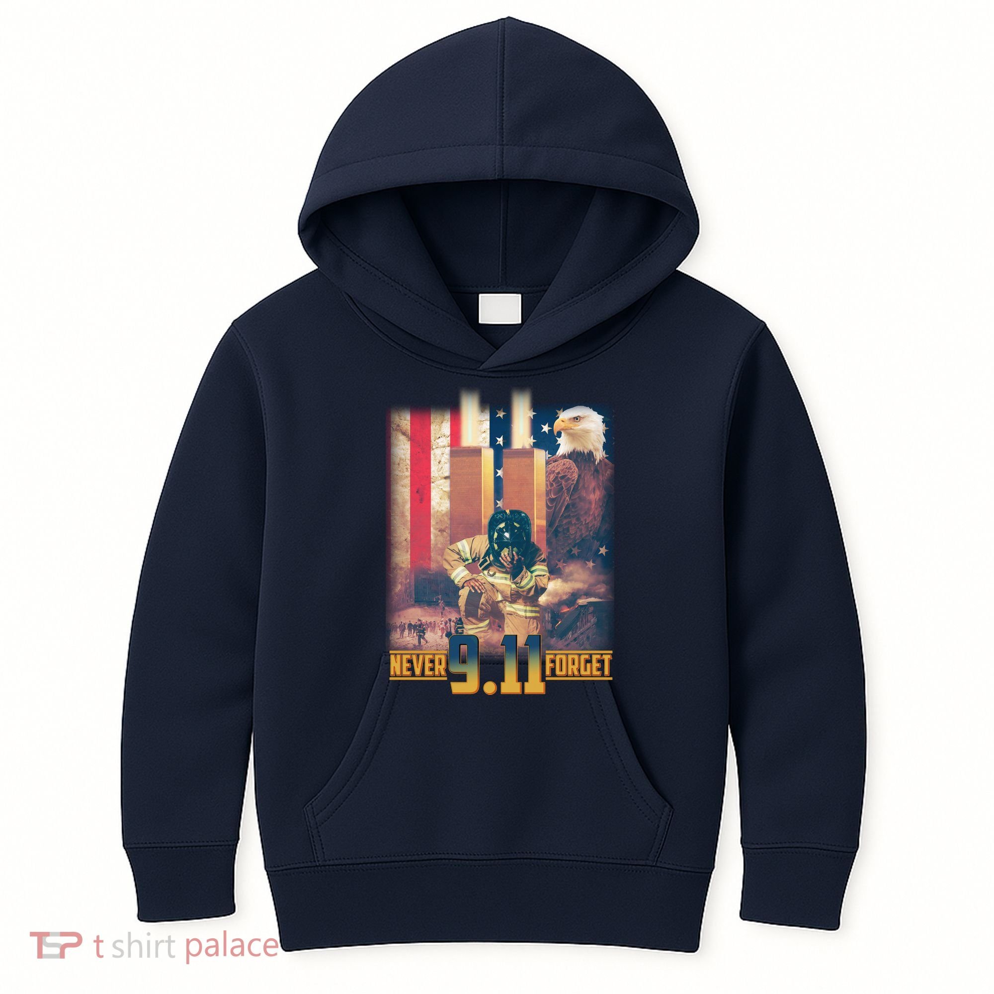 Never Forget 9 11 September 11 Memorial New York City Firefighter Kids Hoodie