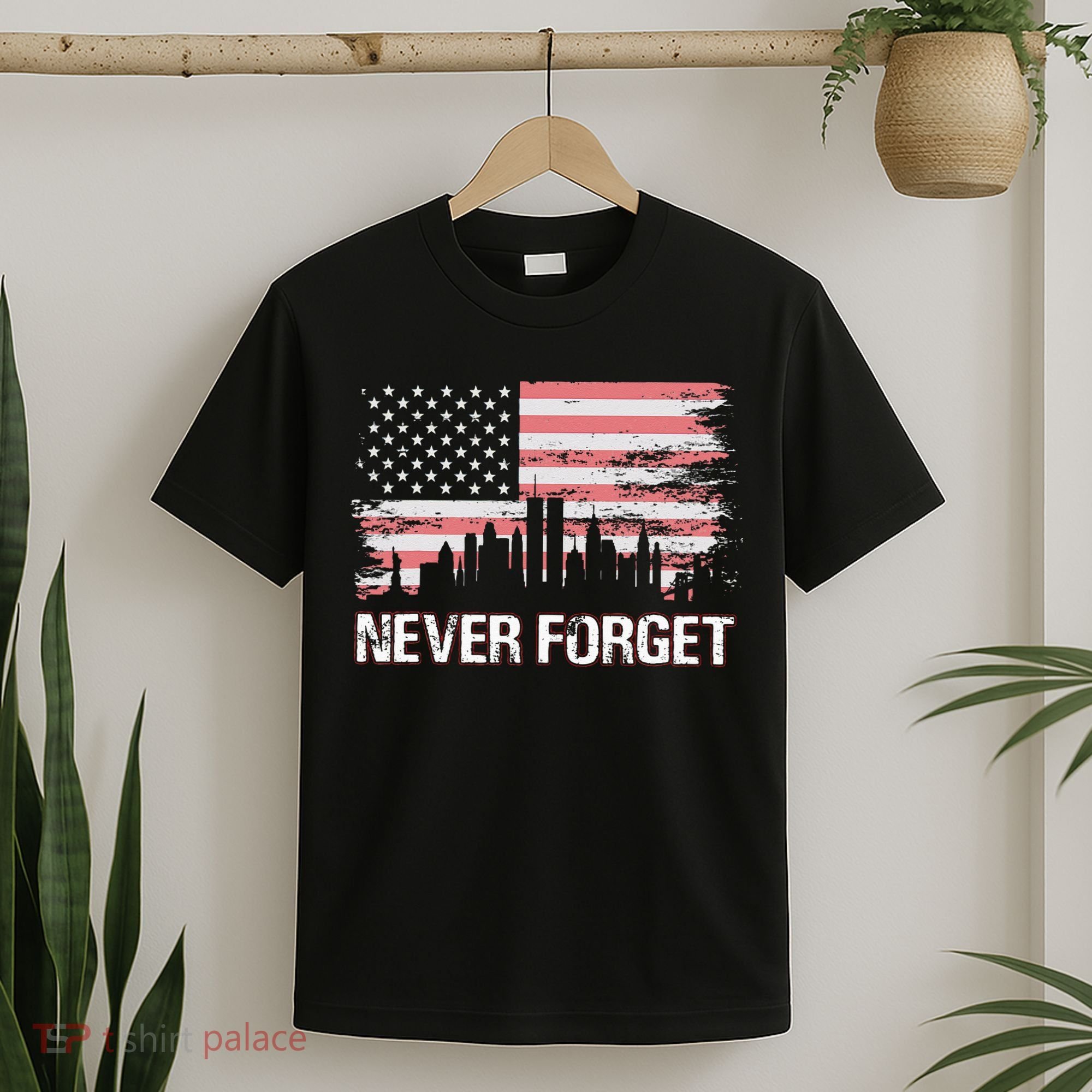 Never Forget 911 Vintage American Flag 911 patriotic T-Shirt