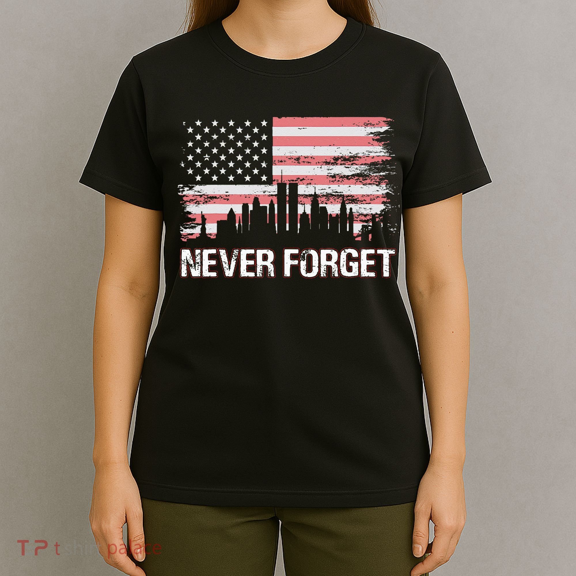 Never Forget 911 Vintage American Flag 911 patriotic T-Shirt