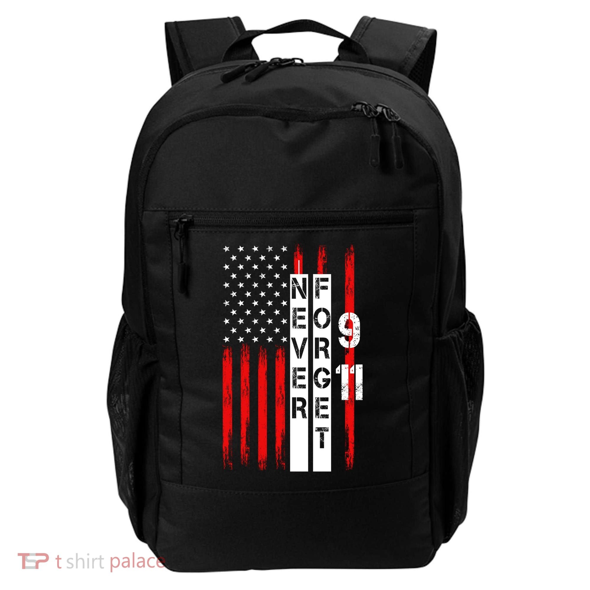 Never Forget 9 11 Nine Eleven Memorial Distressed US American Flag Backpack