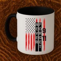Never Forget 9 11 Nine Eleven Memorial Distressed US American Flag Coffee Mug thumb 2