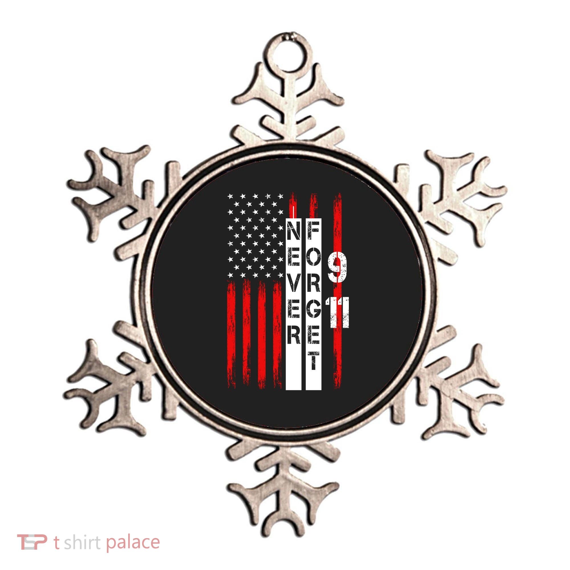 Never Forget 9 11 Nine Eleven Memorial Distressed US American Flag Ornament