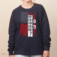 Never Forget 9 11 Nine Eleven Memorial Distressed US American Flag Women's Sweatshirt thumb 0
