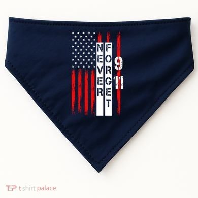 Never Forget 9 11 Nine Eleven Memorial Distressed US American Flag USA-Made Doggie Bandana
