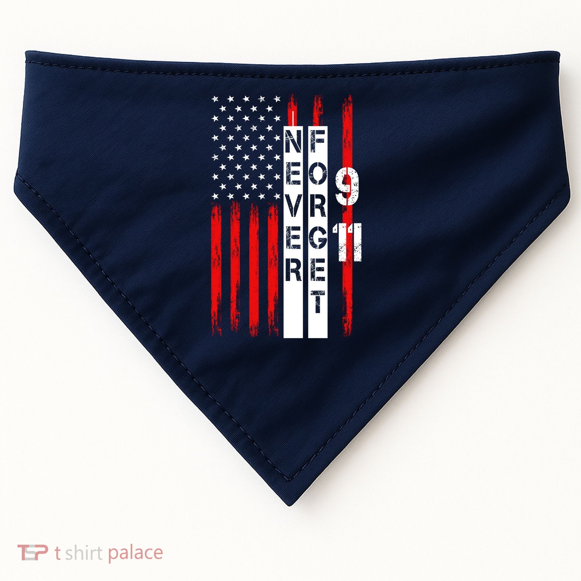 Never Forget 9 11 Nine Eleven Memorial Distressed US American Flag USA-Made Doggie Bandana