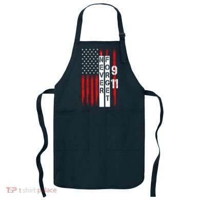 Never Forget 9 11 Nine Eleven Memorial Distressed US American Flag Apron