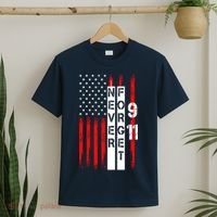 Never Forget 9 11 Nine Eleven Memorial Distressed US American Flag T-Shirt thumb 2