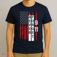 Never Forget 9 11 Nine Eleven Memorial Distressed US American Flag T-Shirt thumb 3