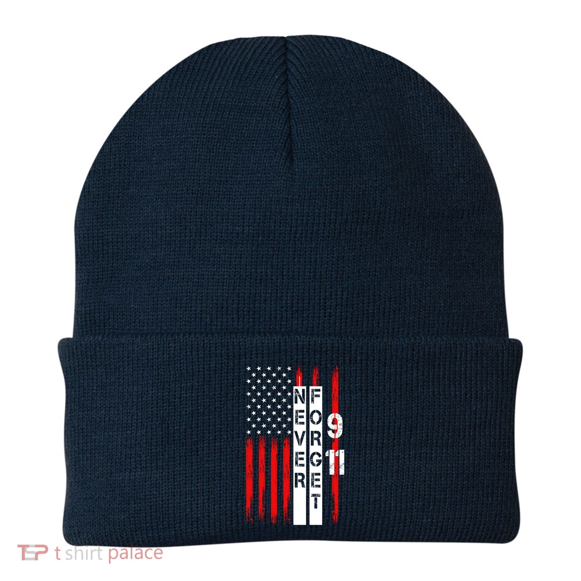 Never Forget 9 11 Nine Eleven Memorial Distressed US American Flag Beanie