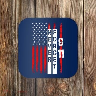 Never Forget 9 11 Nine Eleven Memorial Distressed US American Flag Coaster
