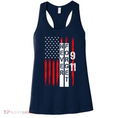 Never Forget 9 11 Nine Eleven Memorial Distressed US American Flag Women's Tank Top