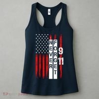 Never Forget 9 11 Nine Eleven Memorial Distressed US American Flag Women's Tank Top thumb 3