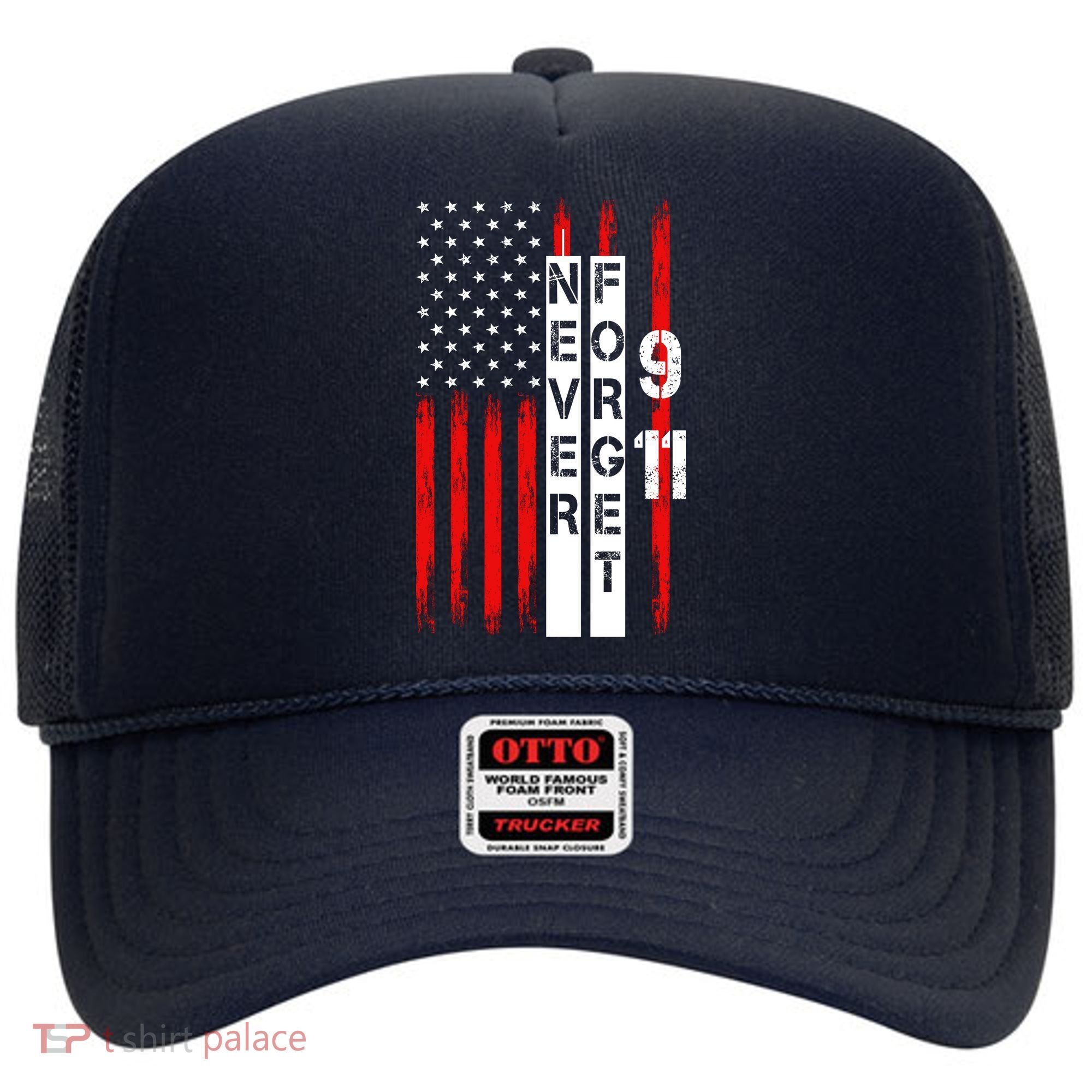 Never Forget 9 11 Nine Eleven Memorial Distressed US American Flag Hat