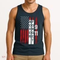 Never Forget 9 11 Nine Eleven Memorial Distressed US American Flag Tank Top thumb 3