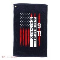 Never Forget 9 11 Nine Eleven Memorial Distressed US American Flag Golf Towel thumb 0