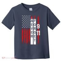 Never Forget 9 11 Nine Eleven Memorial Distressed US American Flag Toddler T-Shirt thumb 0