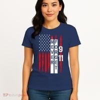 Never Forget 9 11 Nine Eleven Memorial Distressed US American Flag Women's T-Shirt thumb 4