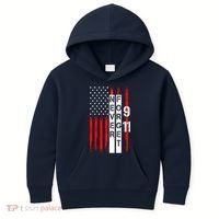 Never Forget 9 11 Nine Eleven Memorial Distressed US American Flag Kids Hoodie thumb 0