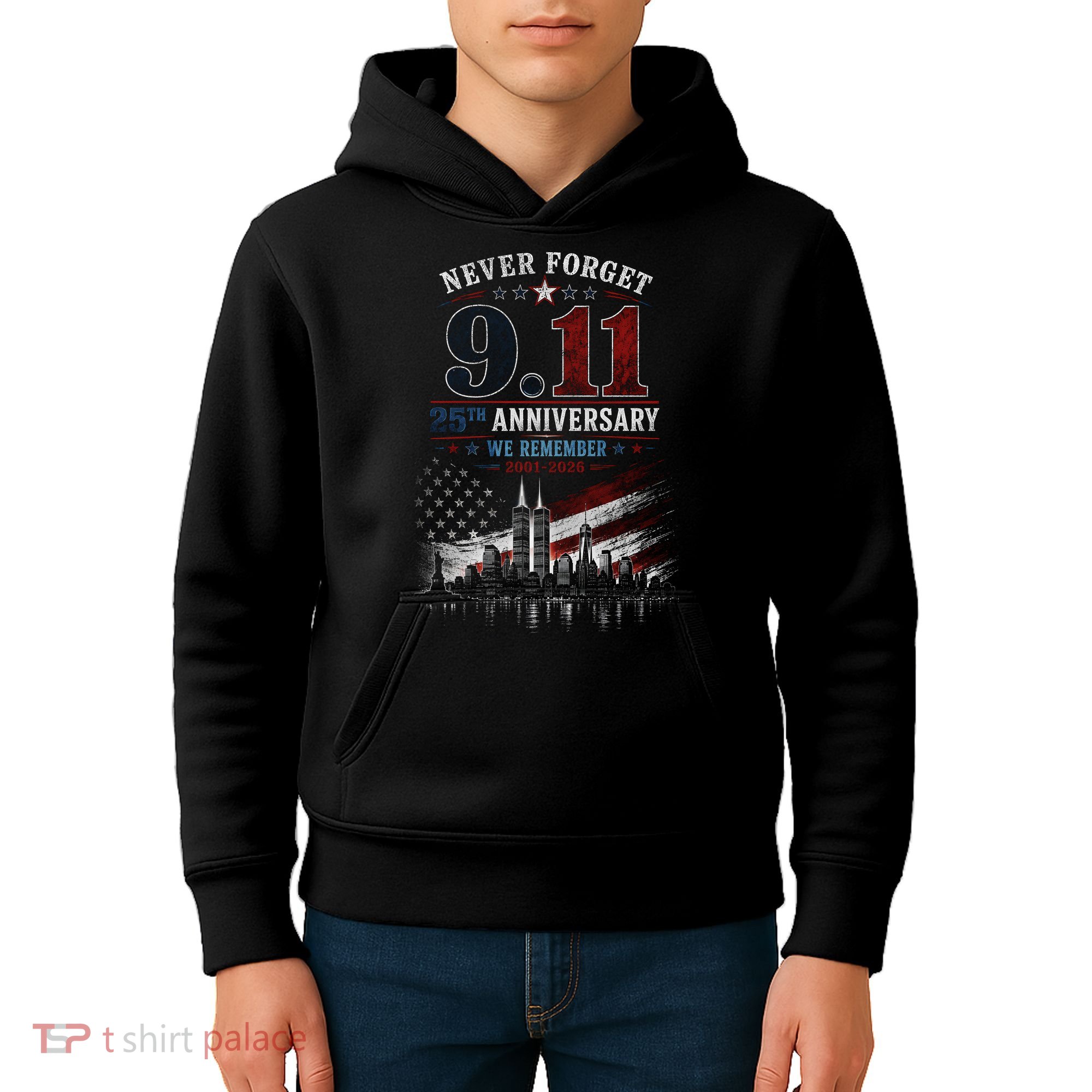 Never Forget 9.11 25th Anniversary We Remember 2001-2026 Kids Hoodie