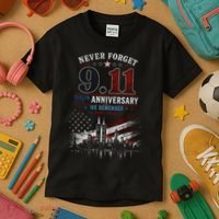 Never Forget 9.11 25th Anniversary We Remember 2001-2026 Kids T-Shirt thumb 3