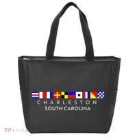 Nautical Flag Alphabet Gift Charleston South Carolina Tote Bag thumb 0