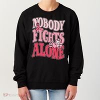 Nobody Fights Alone Breast Cancer Awareness Retro Groovy Women's Sweatshirt thumb 0