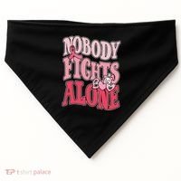 Nobody Fights Alone Breast Cancer Awareness Retro Groovy USA-Made Doggie Bandana thumb 0