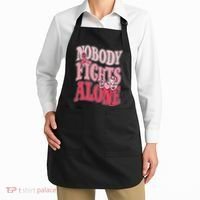 Nobody Fights Alone Breast Cancer Awareness Retro Groovy Apron thumb 2