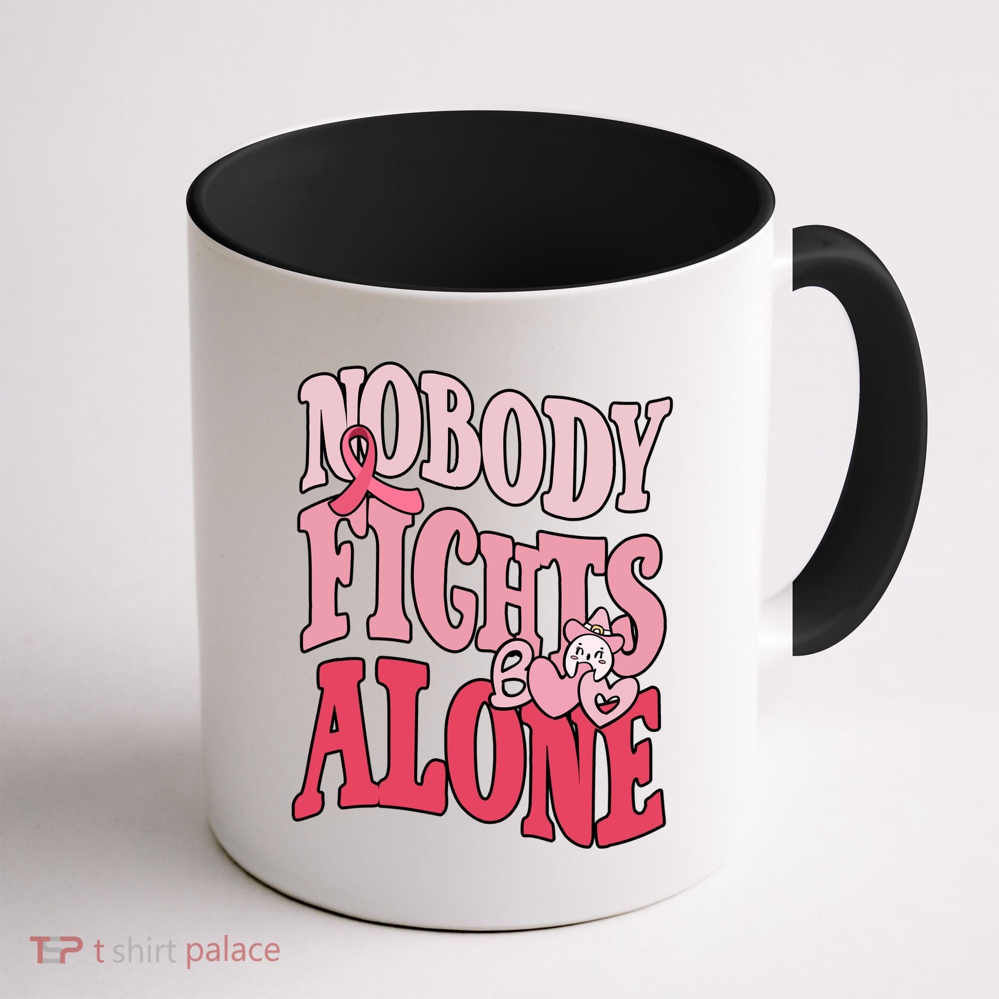 Nobody Fights Alone Breast Cancer Awareness Retro Groovy Coffee Mug