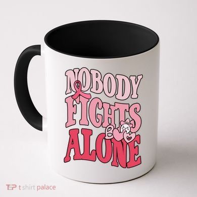 Nobody Fights Alone Breast Cancer Awareness Retro Groovy Coffee Mug