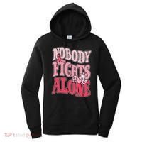 Nobody Fights Alone Breast Cancer Awareness Retro Groovy Women's Hoodie thumb 0