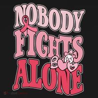 Nobody Fights Alone Breast Cancer Awareness Retro Groovy Women's Hoodie thumb 2