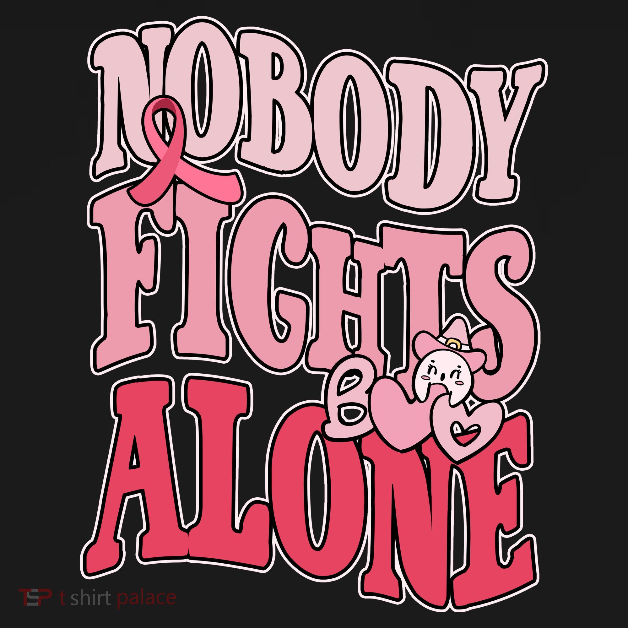 Nobody Fights Alone Breast Cancer Awareness Retro Groovy Women's Hoodie