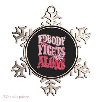 Nobody Fights Alone Breast Cancer Awareness Retro Groovy Ornament