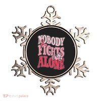 Nobody Fights Alone Breast Cancer Awareness Retro Groovy Ornament thumb 0