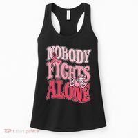Nobody Fights Alone Breast Cancer Awareness Retro Groovy Women's Tank Top thumb 0