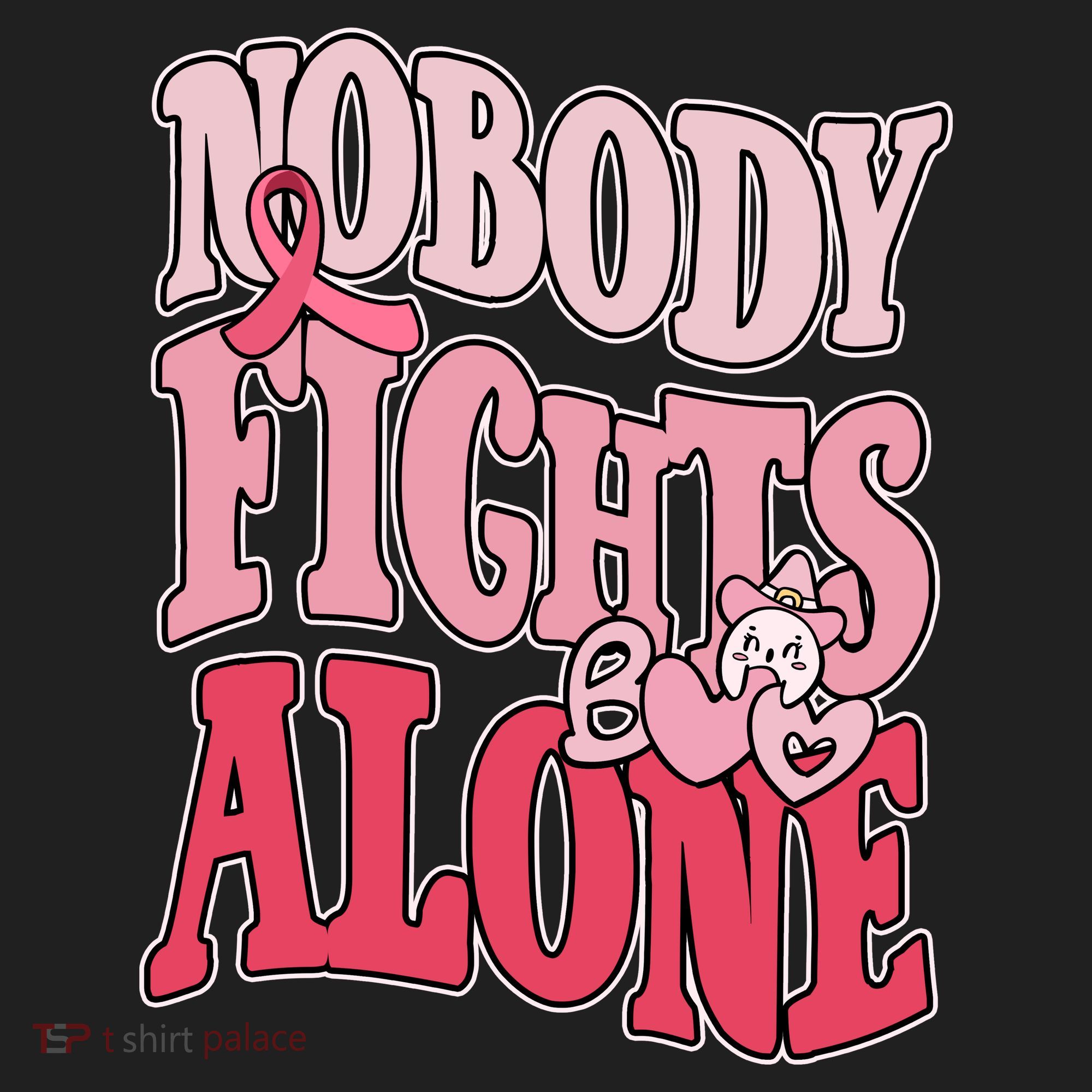 Nobody Fights Alone Breast Cancer Awareness Retro Groovy Hat