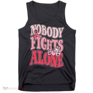 Nobody Fights Alone Breast Cancer Awareness Retro Groovy Tank Top