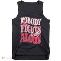 Nobody Fights Alone Breast Cancer Awareness Retro Groovy Tank Top thumb 0