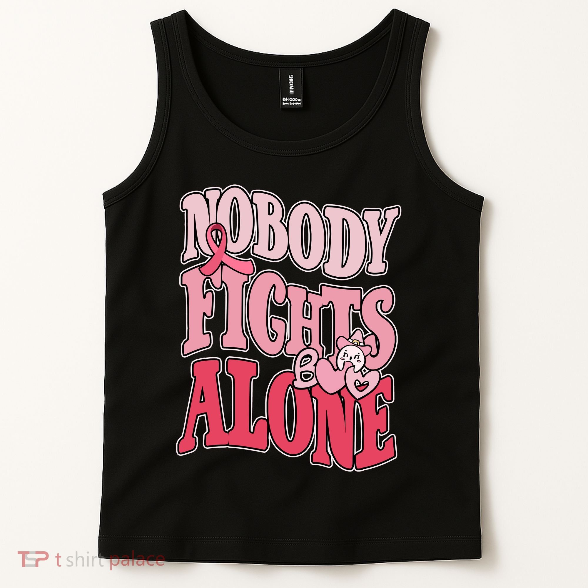 Nobody Fights Alone Breast Cancer Awareness Retro Groovy Tank Top
