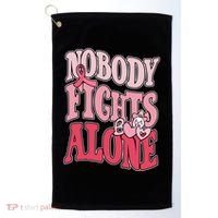Nobody Fights Alone Breast Cancer Awareness Retro Groovy Golf Towel thumb 0
