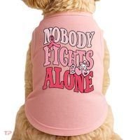 Nobody Fights Alone Breast Cancer Awareness Retro Groovy Doggie Tank thumb 0