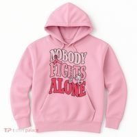 Nobody Fights Alone Breast Cancer Awareness Retro Groovy Hoodie thumb 0