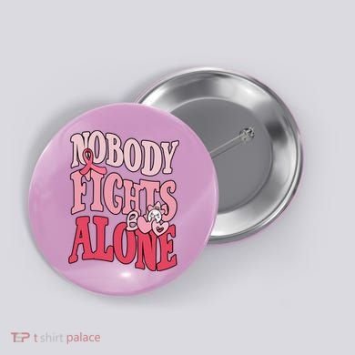 Nobody Fights Alone Breast Cancer Awareness Retro Groovy Button