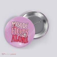 Nobody Fights Alone Breast Cancer Awareness Retro Groovy Button thumb 0