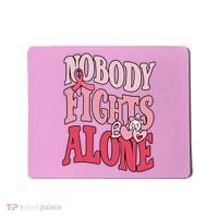 Nobody Fights Alone Breast Cancer Awareness Retro Groovy Mousepad thumb 0