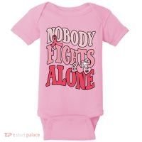 Nobody Fights Alone Breast Cancer Awareness Retro Groovy Baby Bodysuit thumb 0