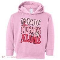 Nobody Fights Alone Breast Cancer Awareness Retro Groovy Toddler Hoodie thumb 0