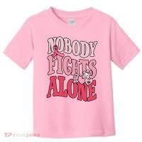 Nobody Fights Alone Breast Cancer Awareness Retro Groovy Toddler T-Shirt thumb 0